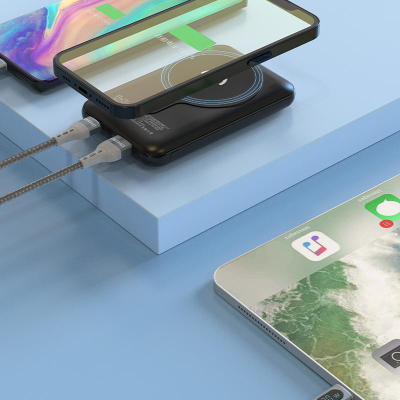 Powerbank Dudao TGK1, 10000mAh, karikim wireless, blu e errët