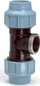 Tee reduktuese PE Unidelta UN603649, 50 mm, filetë femër 5/4", e zezë