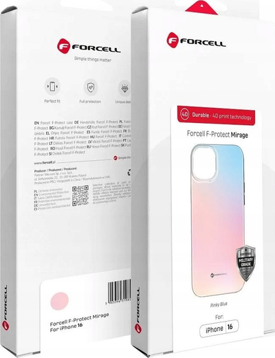 Kapak Forcell F-Protect Mirage për iPhone 16, MagSafe, i fortë ndaj rënieve, Pinky Blue