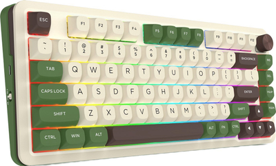 Gejминг тастатура Redragon, механичка безжична 75%, RGB, зелена бела кафеава