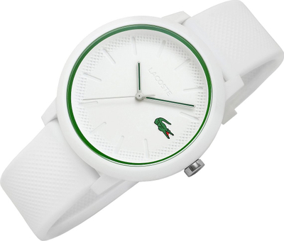 Orë dore Lacoste 12.12, 42mm, mban ujë deri 50m, e bardhë