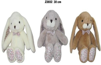 Lodër pelushi lepur Z2692, 30 cm, me fjongo, ngjyra të përziera