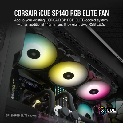 Ventilator kase Corsair SP140 RGB ELITE, 140mm, RGB, i zi