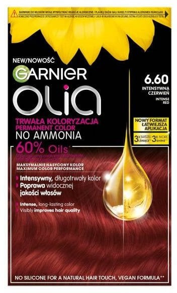 Bojë flokësh Garnier Olia 6.60 Intense Red, e kuqe intensive, e përhershme