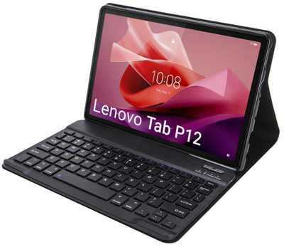Këllëf me tastierë Bluetooth për tablet Lenovo Tab P12 TB-370, lëkurë ekologjike, i zi