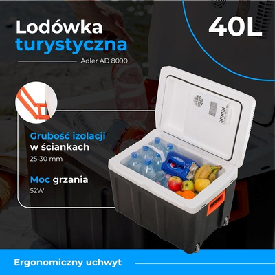 Frigorifer turistik Adler AD 8090, 40L, 12V 230V, gri