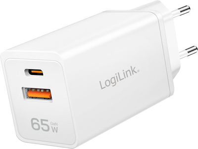 Karikues muri LogiLink PA0371, 65W, USB C PD dhe USB A, i bardhë
