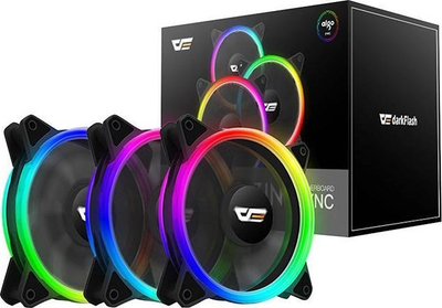 Вентилатори за компјутер Darkflash DR12 Pro, сет 3x120mm, RGB, црни
