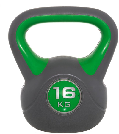 Kettlebell Atom, 16 kg, plastik, gri me jeshile