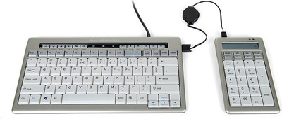 Tastiera BakkerElkhuizen S-board 840, kompakte, USB, e bardhë me argjendi