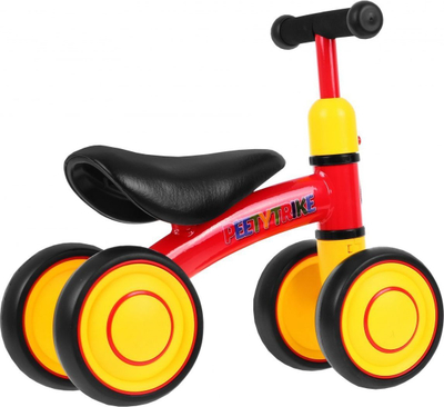 Biçikletë pa pedale SporTrike PettyTrike Z7 Walker, 4 rrota, për kalamaj 1 vjeç, e kuqe e verdhë