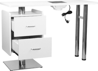 Tavolinë manikyri Cosmetic Desk 6543, me aspirator pluhuri, 2 sirtarë, e bardhë