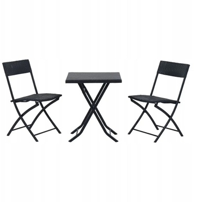 Set mobiljesh kopshti Extralink Black Forest L-0201P, tavolinë 58cm, 2 karrige palosëse, i zi
