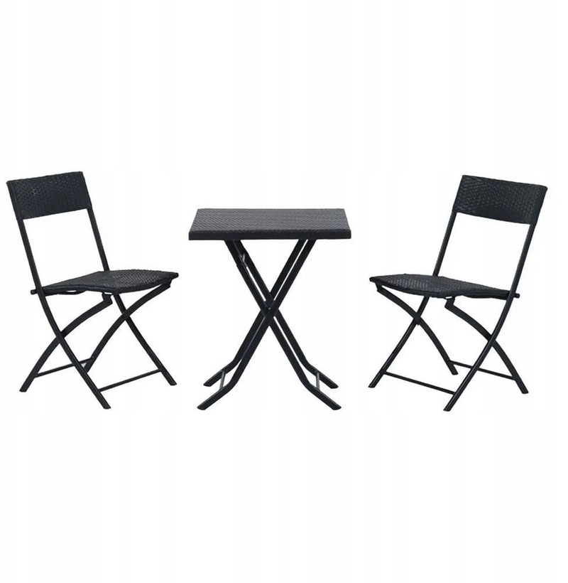 Set mobiljesh kopshti Extralink Black Forest L-0201P, tavolinë 58cm, 2 karrige palosëse, i zi
