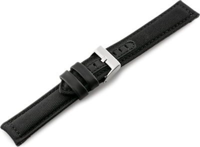 Rrip ore Watch Strap W34 Premium, 24mm, kanvas me lëkurë, i zi