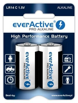 Bateri alkaline EverActive Pro LR14 C, 1.5V, set 2 copë