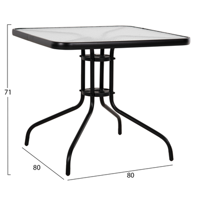 Tavolinë katrore jashtë Figo 80×80×71 Hcm (HM5972.03), zezë