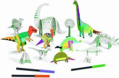 Set krijues Djeco Color Assemble Play, modele dinosauri 3D, mbi 5 vjeç, shumëngjyrësh