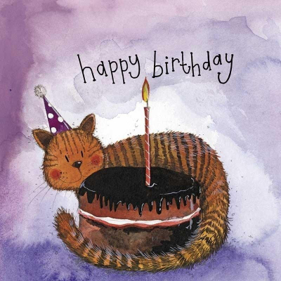 Kartolinë urimi Teka Card S401, Birthday Cat With Cake, me letër shkrimi