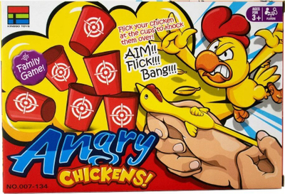 Loja tavoline Kingso Toys Angry Chickens, 12 gota, 2 pula gome, e kuqe
