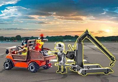 Set lodrash Playmobil Air Stunt Show 70835, automjet shërbimi me mekanik, 54 pjesë, portokalli