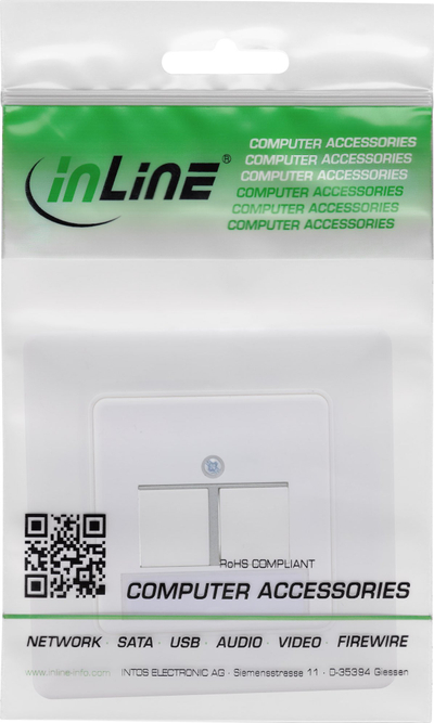 Kornizë InLine Frame Set, për 2 porta RJ45 Keystone, dalje 90°, e bardhë