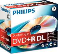 Disqe DVD R DL Philips DR8S8J05C/00, 8.5GB, 8x, paketim 5 copë