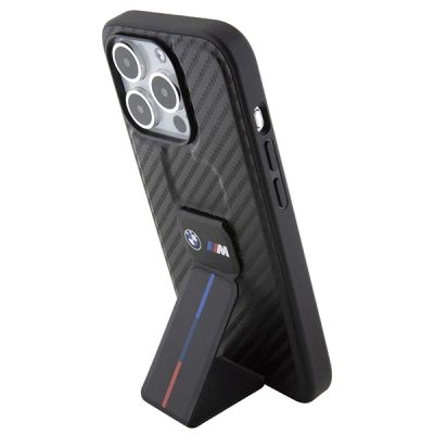 Kuti mbrojtëse BMW M Series BMHCP15LGSPCCK për iPhone 15 Pro 6.1", me stand, karbon, e zezë