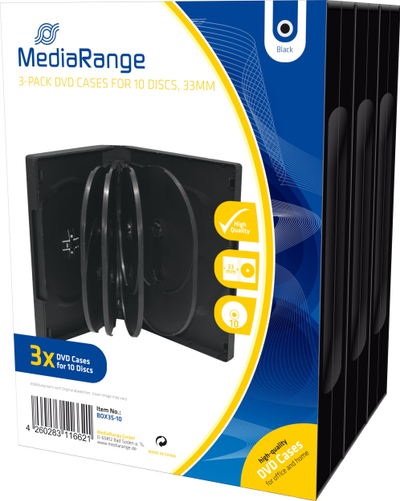 Kuti DVD MediaRange BOX35-10, për 10 disqe, e zezë
