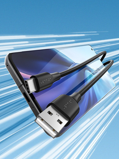 Kabllo USB në USB C Vention, 1m, 3A, e zezë