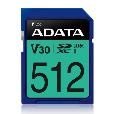 Мемориска картичка ADATA Premier Pro SDXC, 512GB, Class 10 UHS III U3 V30