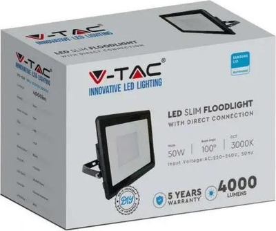 Prozhektor V-TAC, LED, 50W, 4000K, 4000lm, i zi