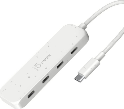 Hub USB C j5create JCD387, 4 porta USB C Gen 2, 10Gbps, i bardhë