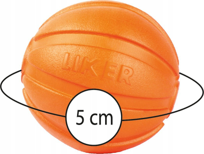 Lodër top gome për qen LIKER 5 cm, që noton, portokalli