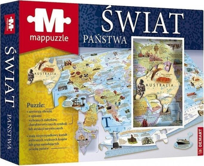 Puzzle edukativ Demart Mappuzzle World Countries, hartë bote, shumëngjyrësh