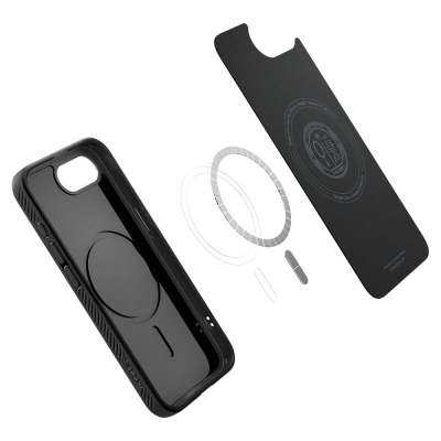 Заштитна маска за телефон Spigen Liquid Air MagFit за iPhone 16e, TPU, компатибилна со MagSafe, црна мат