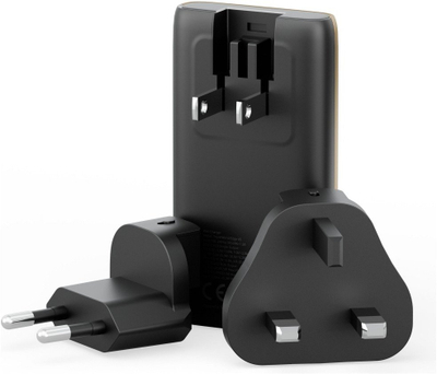 Полнач за ѕид Energea TravelWorld Edge 65W, 2x USB C PD PPS QC3.0, патничка приклучница US UK EU, златен