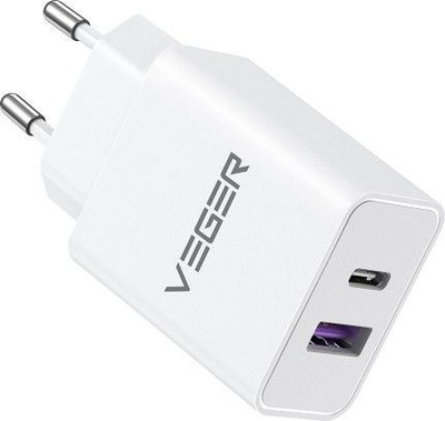 Karikues muri Veger VLS302U, 30W, PD QC3.0, i bardhë