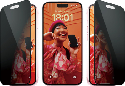 Xham mbrojtës PanzerGlass Privacy për iPhone 15, Ultra Wide Fit, privaci anësore, i zi