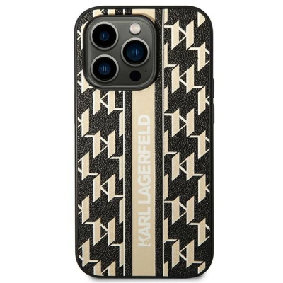 Kapak telefoni Karl Lagerfeld Monogram Stripe për iPhone 14 Pro Max, 6.7", i zi