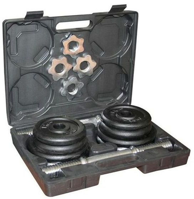Set hantelash HMS ST20, 2 x 10 kg, në valixhe, i zi
