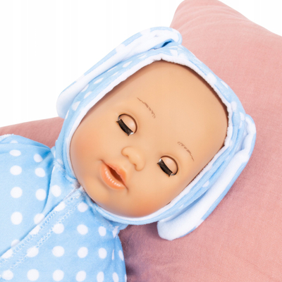 Kukull bebe Anna First Words, 38cm, 24 tinguj, e kaltër me pika të bardha