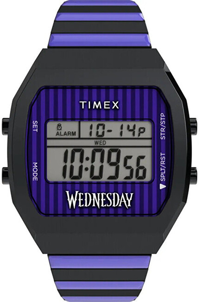 Orë dore Timex Lab x Wednesday TW2Y19500QY, vjollcë/ e zezë