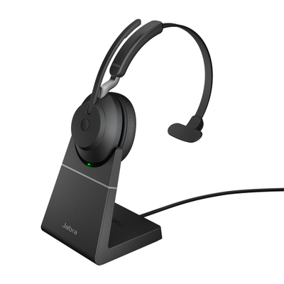 Kufje Jabra Evolve2 65 USB UC Mono, me bazë karikimi, të zeza