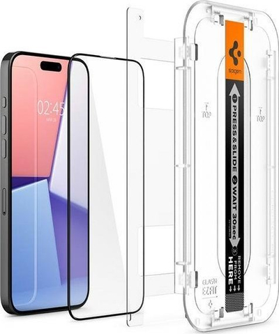 Mbrojtës ekrani Spigen Glass tR EZ Fit, 2 copë, për iPhone 15 Pro, i zi