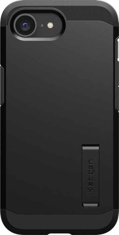 Футрола за телефон Spigen Tough Armor MagSafe за iPhone 16e, со потпирач, црна