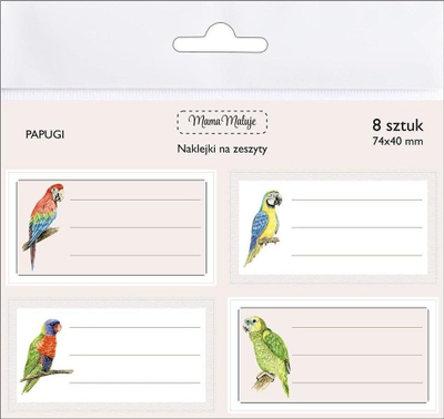 Ngjitëse Mama Paints me papagaj, set 8 copë, me shumë ngjyra