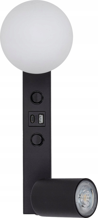 Aplik muri Vox Vox 2, me portë USB dhe USB C, i zi