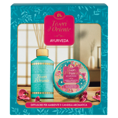 Set Tesori d'Oriente Ayurveda Shkopinjë Arome 250 ml + Qiri Aromatik 109 g