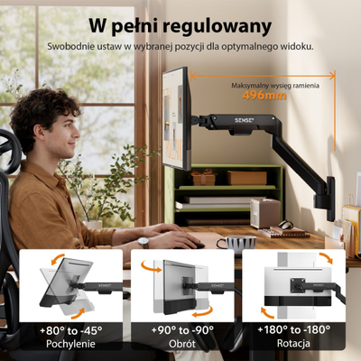 Mbajtës muri për monitor SENSE7 HANG Light WALL ARM, 17"-32", VESA 75x75 100x100, i zi